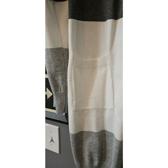 Grace Karin NWT Womens XL Open Color Block Cardigan Sweater Long Grey White - Picture 4 of 8
